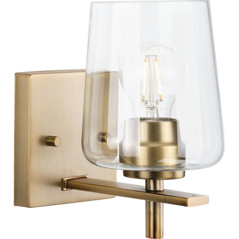Progress P300360-163 Calais Collection One-Light New Traditional Vintage Brass Clear Glass Bath Vanity Light Main Image.jpg