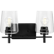 Progress P300361-31M Calais Collection Two-Light New Traditional Matte Black Clear Glass Bath Vanity Light Main Image.jpg