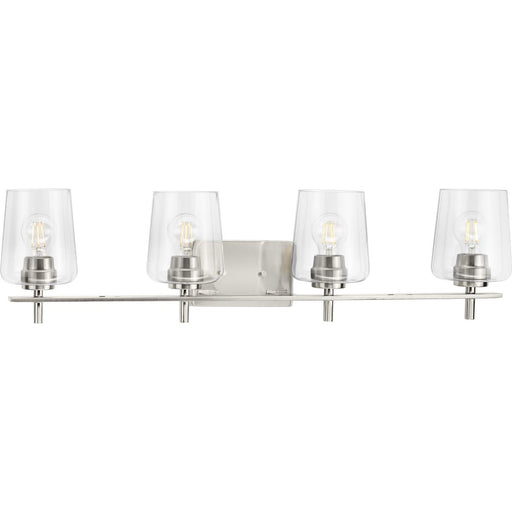 Progress P300363-009 Calais Collection Four-Light New Traditional Brushed Nickel Clear Glass Bath Vanity Light Main Image.jpg