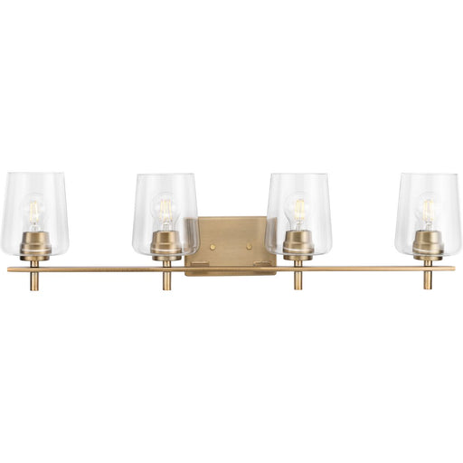 Progress P300363-163 Calais Collection Four-Light New Traditional Vintage Brass Clear Glass Bath Vanity Light Main Image.jpg