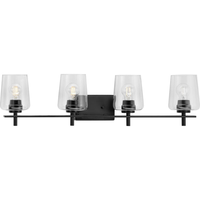 Progress P300363-31M Calais Collection Four-Light New Traditional Matte Black Clear Glass Bath Vanity Light Main Image.jpg