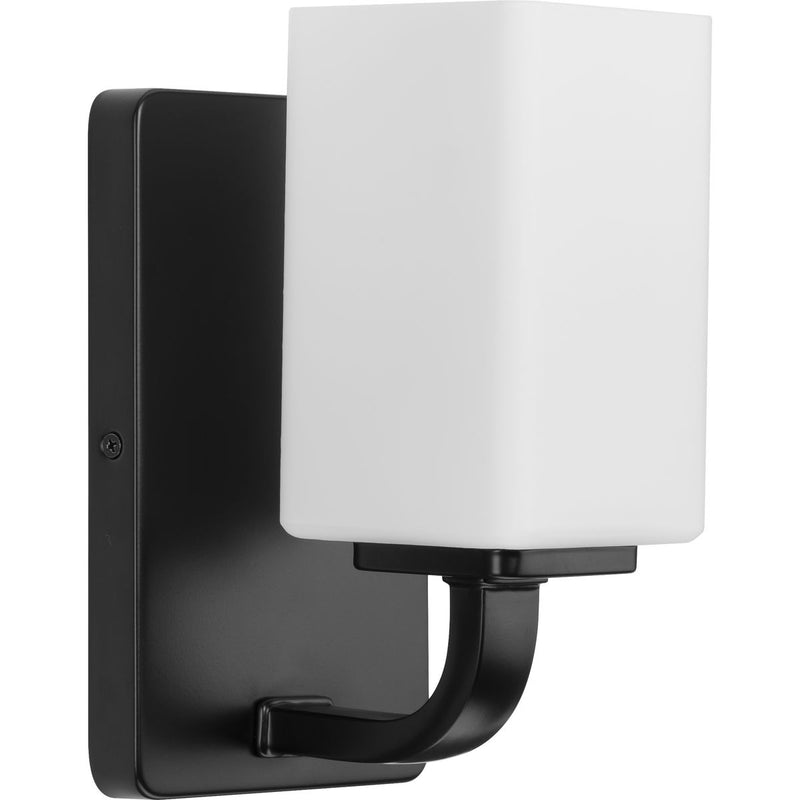 Progress P300368-31M Cowan Collection One-Light Modern Matte Black Etched Opal Glass Bath Vanity Light Main Image.jpg