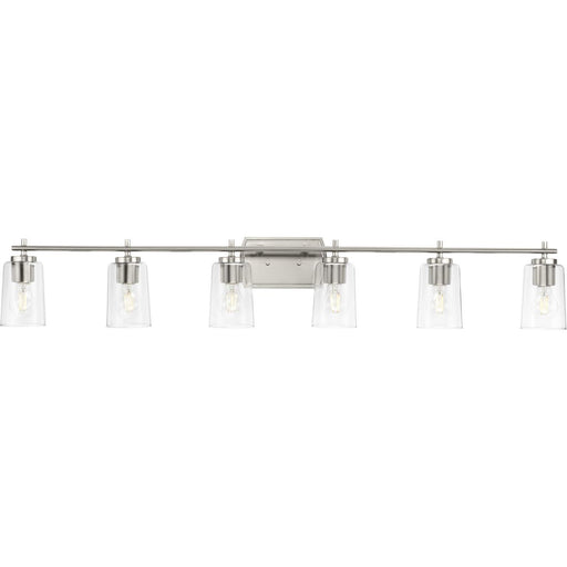 Progress P300372-009 Adley Collection Six-Light New Traditional Brushed Nickel Clear Glass Bath Vanity Light Main Image.jpg