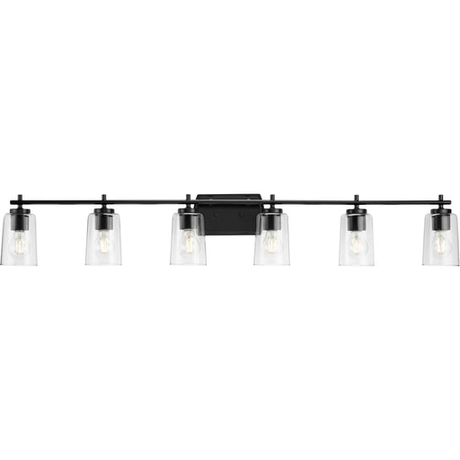 Progress P300372-031 Adley Collection Six-Light New Traditional Matte Black Clear Glass Bath Vanity Light Main Image.jpg