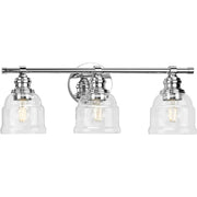 Progress P300375-015 Ambrose Collection Three-Light Farmhouse Polished Chrome Clear Glass Bath Vanity Light Main Image.jpg