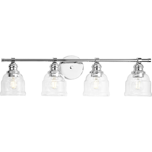 Progress P300376-015 Ambrose Collection Four-Light Farmhouse Polished Chrome Clear Glass Bath Vanity Light Main Image.jpg