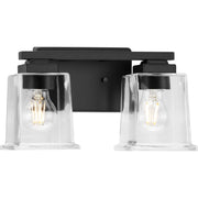 Progress P300378-31M Gilmour Collection Two-Light Modern Farmhouse Matte Black Clear Glass Bath Vanity Light Main Image.jpg