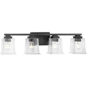 Progress P300380-31M Gilmour Collection Four-Light Modern Farmhouse Matte Black Clear Glass Bath Vanity Light Main Image.jpg