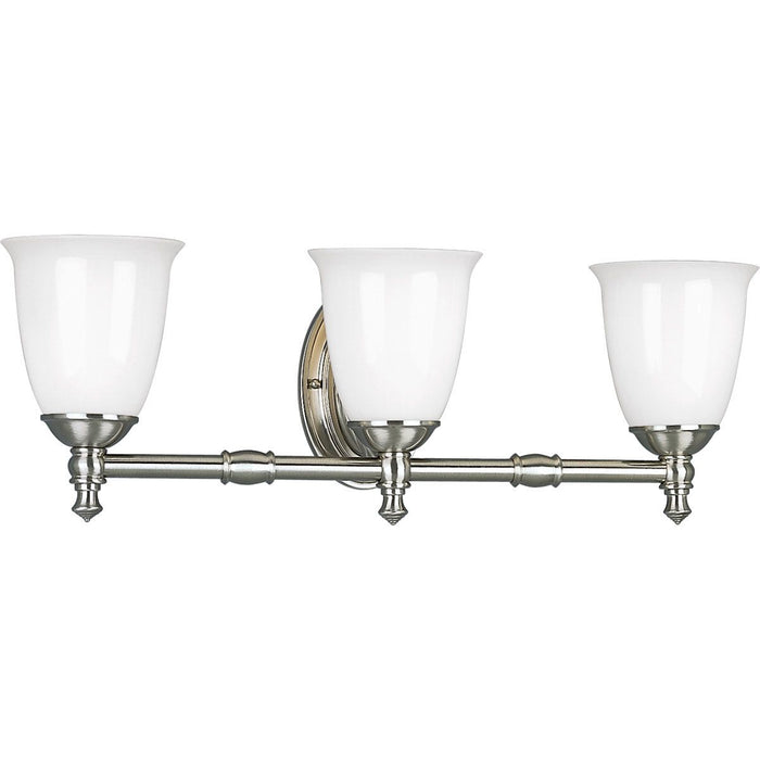 Progress P3029-09 Victorian Collection Three-Light Brushed Nickel White Opal Glass Farmhouse Bath Vanity Light Main Image.jpg