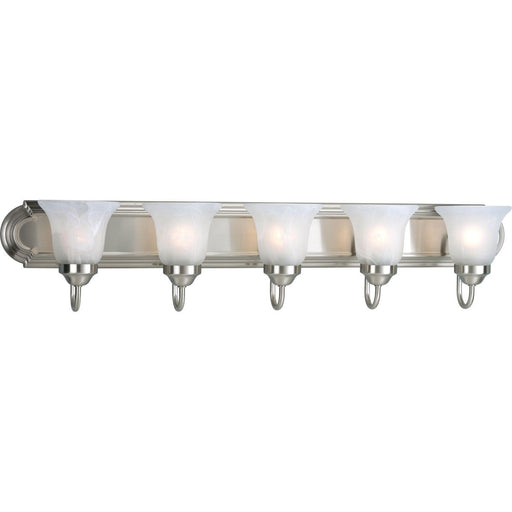 Progress P3055-09 Five-Light Brushed Nickel Alabaster Glass Traditional Bath Vanity Light Main Image.jpg