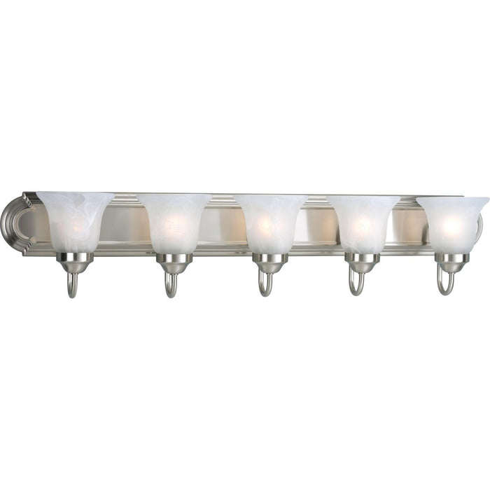 Progress P3055-09 Five-Light Brushed Nickel Alabaster Glass Traditional Bath Vanity Light Main Image.jpg