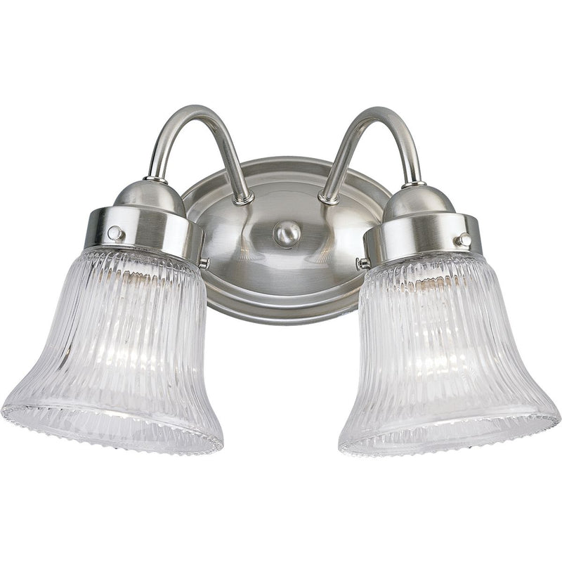 Progress P3288-09 Fluted Glass Collection Two-Light Brushed Nickel Clear Prismatic Glass Traditional Bath Vanity Light Main Image.jpg
