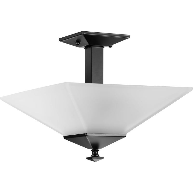 Progress P350107-31M Clifton Heights Collection 12-3/4" Two-Light Modern Farmhouse Matte Black Etched Glass Semi-Flush Mount Light Main Image.jpg