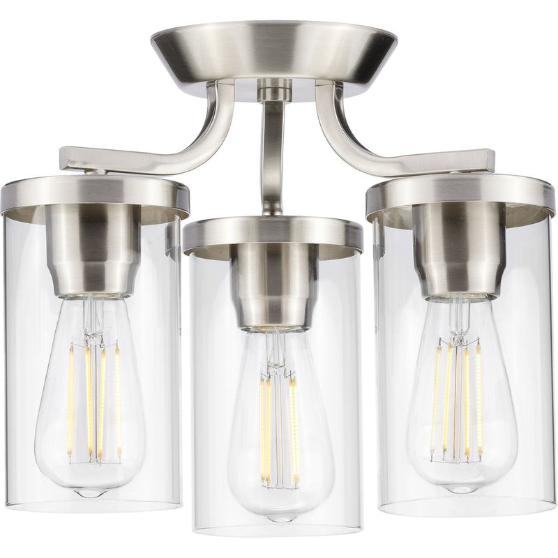 Progress P350149-009 Lassiter Collection Brushed Nickel Three-Light Semi-Flush Mount Main Image.jpg