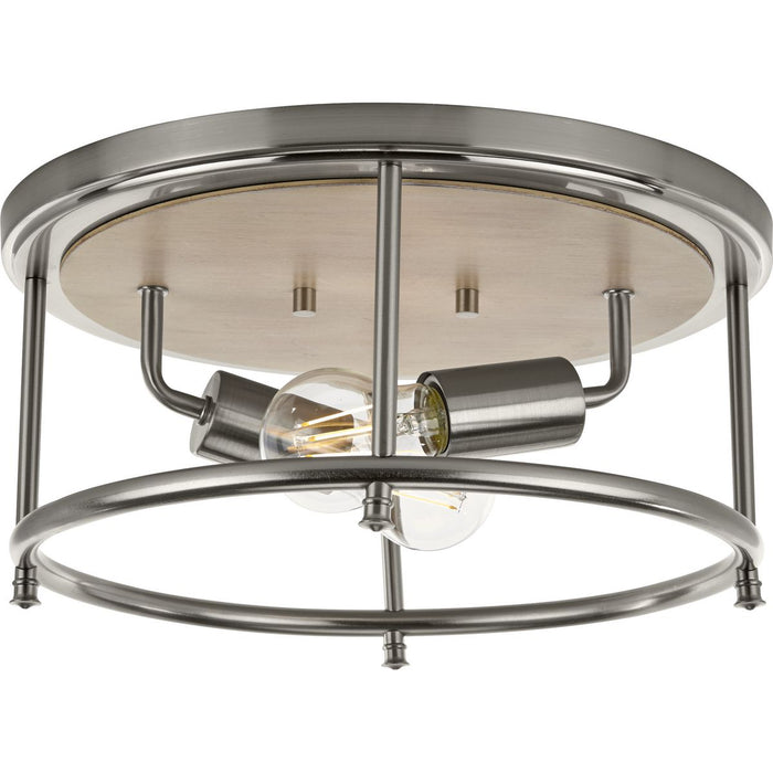 Progress P350151-009 Durrell Collection Two-Light Brushed Nickel 13" Flush Mount Main Image.jpg