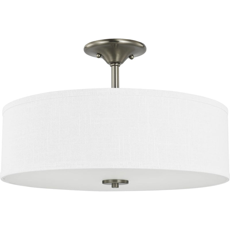 Progress P350167-009 Inspire Collection Brushed Nickel Three-Light 18" Semi-Flush Mount Main Image.jpg