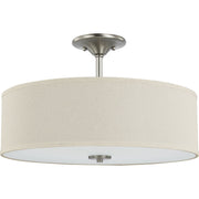 Progress P350168-009 Inspire Collection Brushed Nickel Three-Light 18" Semi-Flush Mount Main Image.jpg
