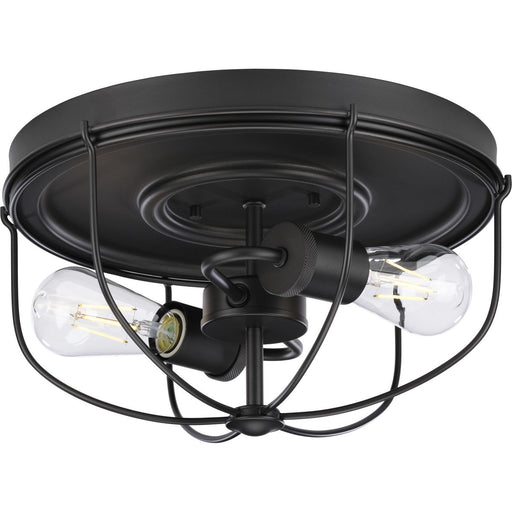 Progress P350195-143 Medal Collection Two-Light Graphite Industrial Style Flush Mount Ceiling Light Main Image.jpg