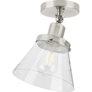 Progress P350198-009 Hinton Collection One-Light Brushed Nickel and Seeded Glass Vintage Style Ceiling Light Main Image.jpg