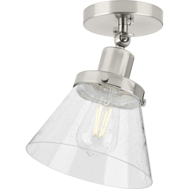 Progress P350198-009 Hinton Collection One-Light Brushed Nickel and Seeded Glass Vintage Style Ceiling Light Main Image.jpg