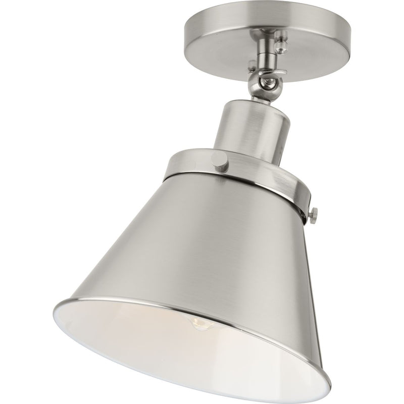 Progress P350199-009 Hinton Collection One-Light Brushed Nickel Vintage Style Ceiling Light Main Image.jpg