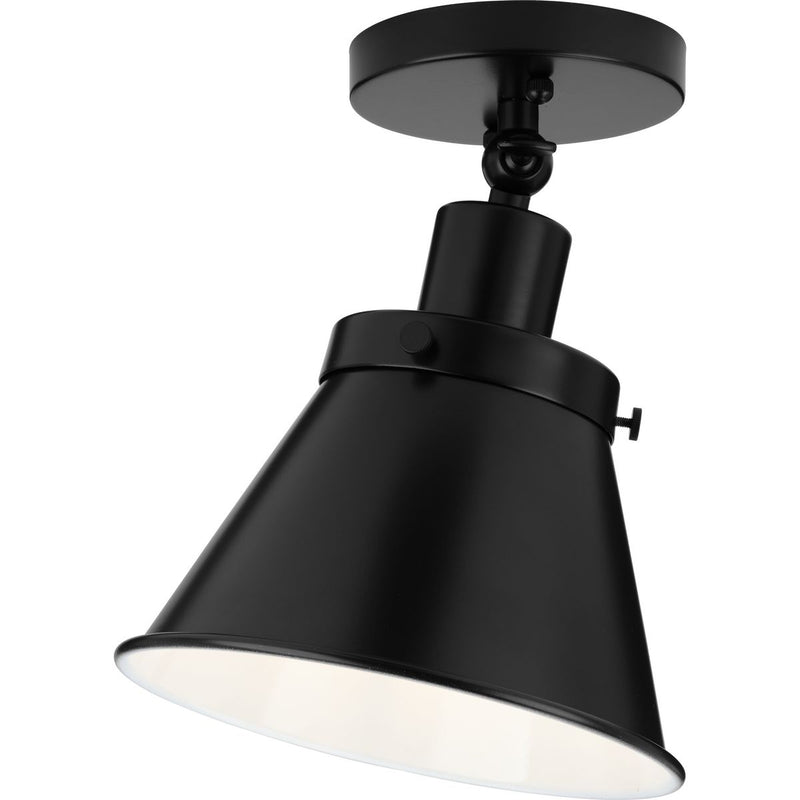 Progress P350199-031 Hinton Collection One-Light Matte Black Vintage Style Ceiling Light Main Image.jpg