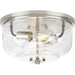 Progress P350205-009 Rushton Collection Two-Light Brushed Nickel and Clear Glass Industrial Style Flush Mount Ceiling Light Main Image.jpg