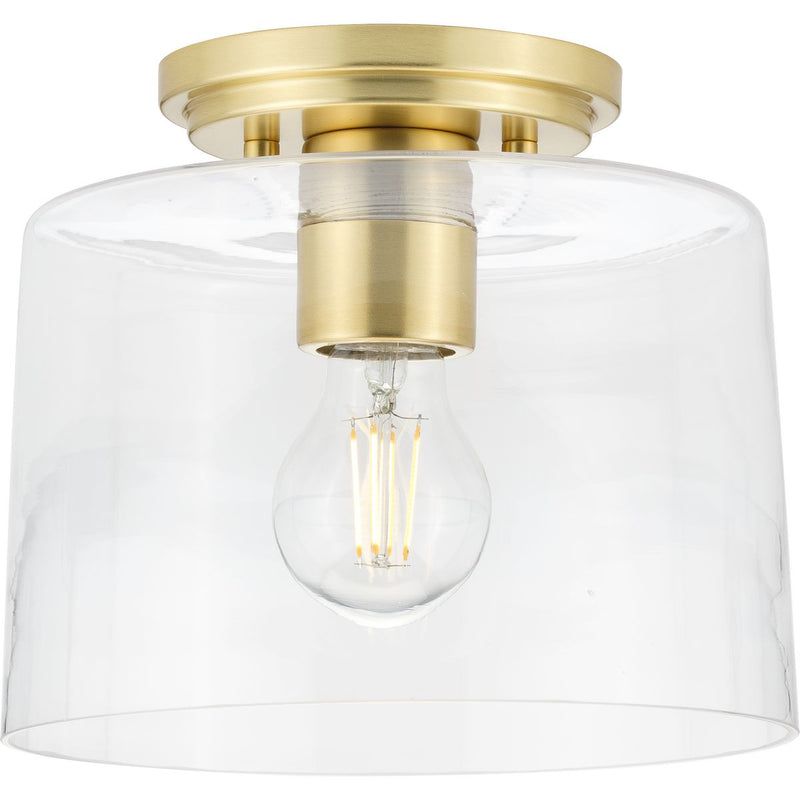 Progress P350213-012 Adley Collection  One-Light Satin Brass Clear Glass New Traditional Flush Mount Light Main Image.jpg