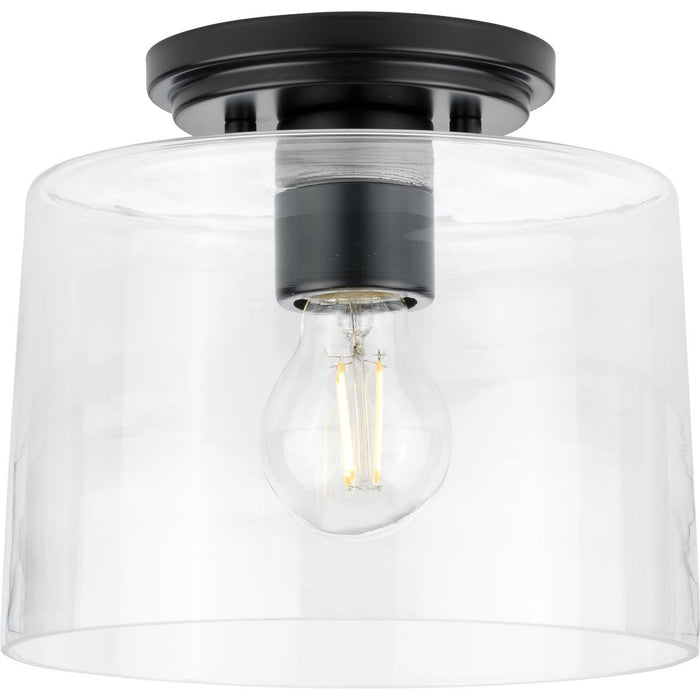 Progress P350213-31M Adley Collection  One-Light Matte Black Clear Glass New Traditional Flush Mount Light Main Image.jpg