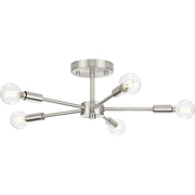 Progress P350219-009 Delayne Collection Five-Light Mid-Century Modern Brushed Nickel Semi-Flush Mount Light Main Image.jpg