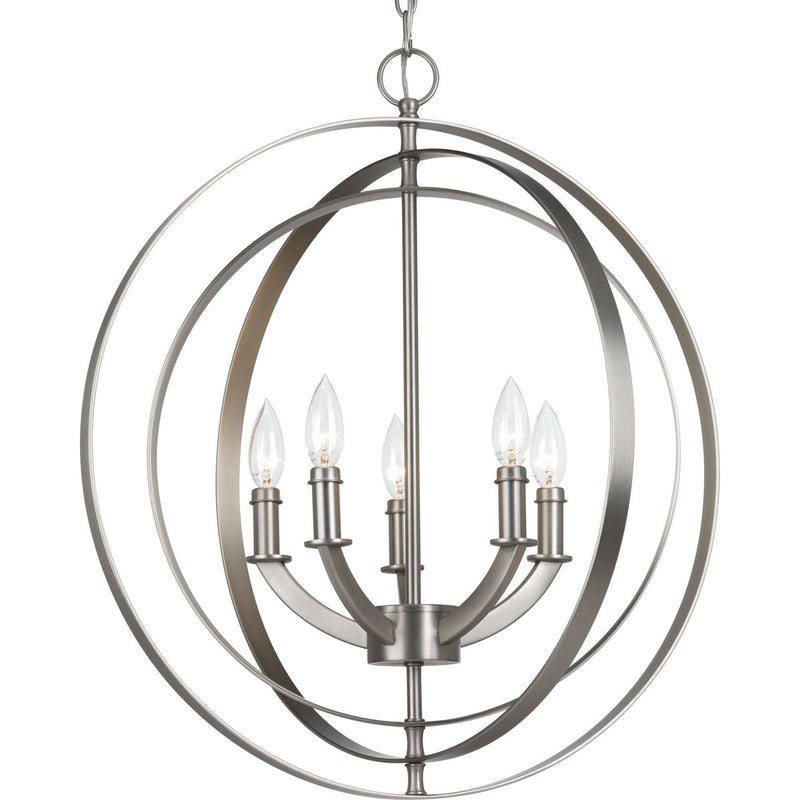 Progress P3841-126 Equinox Collection Five-Light Burnished Silver New Traditional Sphere Pendant Light Main Image.jpg