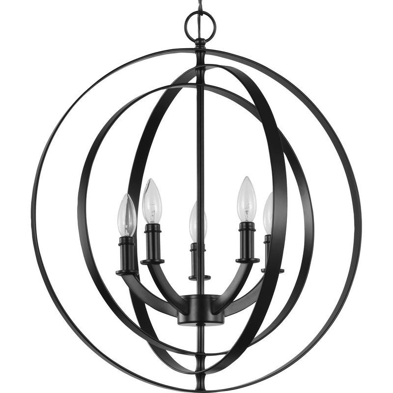 Progress P3841-31 Equinox Collection Black Five-Light Sphere Pendant Main Image.jpg