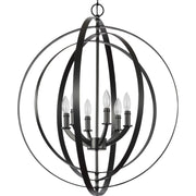 Progress P3889-31 Equinox Collection Six-Light Matte Black New Traditional Sphere Pendant Light Main Image.jpg
