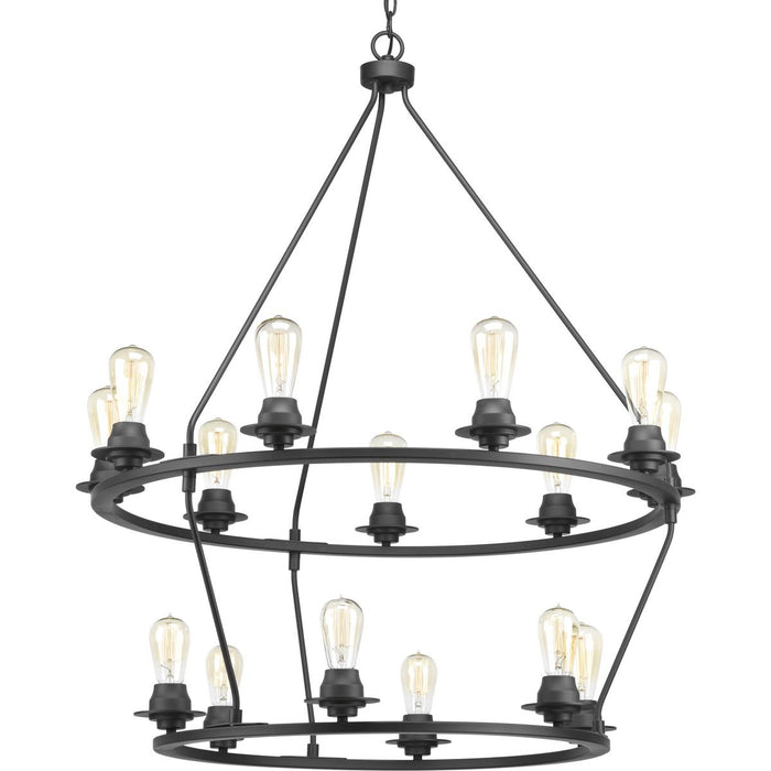 Progress P400017-143 Debut Collection Fifteen-Light Graphite Farmhouse Chandelier Light Main Image.jpg