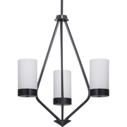 Progress P400021-031 Elevate Collection Three-Light Matte Black Etched White Glass Mid-Century Modern Chandelier Light Main Image.jpg