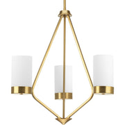 Progress P400021-109 Elevate Collection Three-Light Brushed Bronze Etched White Glass Mid-Century Modern Chandelier Light Main Image.jpg