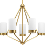 Progress P400022-109 Elevate Collection Five-Light Brushed Bronze Etched White Glass Mid-Century Modern Chandelier Light Main Image.jpg