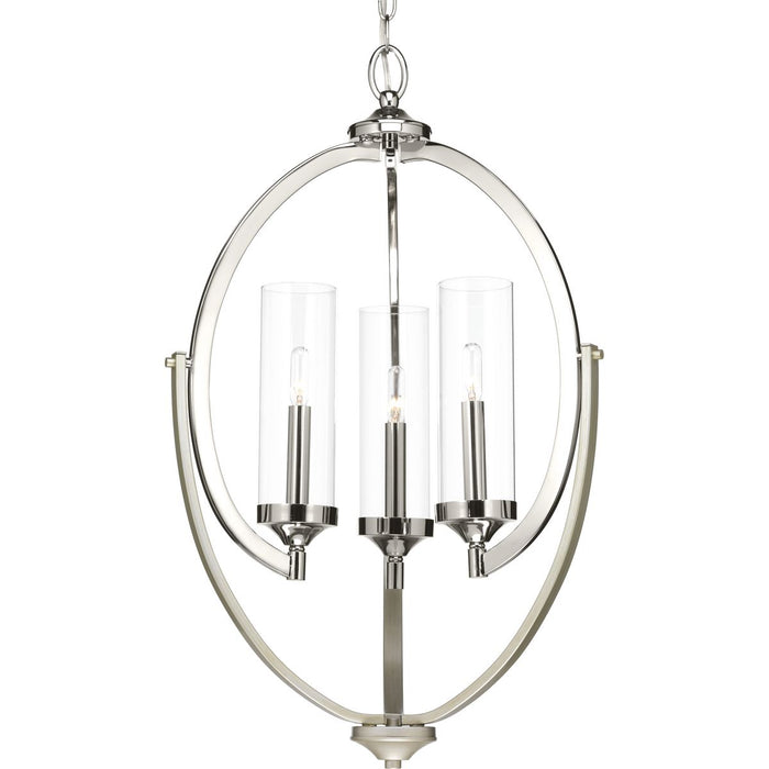 Progress P400024-104 Evoke Collection Three-Light Polished Nickel Clear Glass Luxe Chandelier Light Main Image.jpg