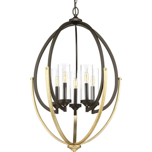 Progress P400025-020 Evoke Collection Five-Light Antique Bronze Clear Glass Luxe Chandelier Light Main Image.jpg