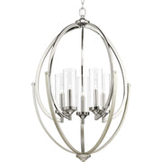 Progress P400025-104 Evoke Collection Five-Light Polished Nickel Clear Glass Luxe Chandelier Light Main Image.jpg