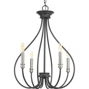 Progress P400029-143 Whisp Collection Four-Light Graphite Farmhouse Chandelier Light Main Image.jpg