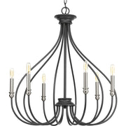 Progress P400030-143 Whisp Collection Six-Light Graphite Farmhouse Chandelier Light Main Image.jpg