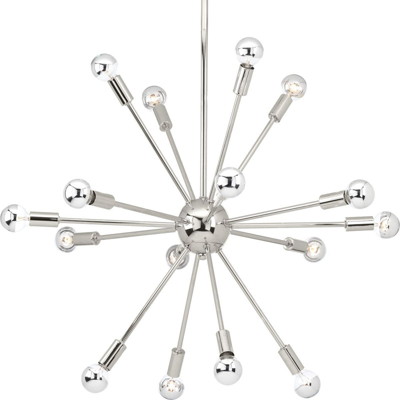 Progress P400041-104 Ion Collection Sixteen-Light Polished Nickel Mid-Century Modern Chandelier Light Main Image.jpg