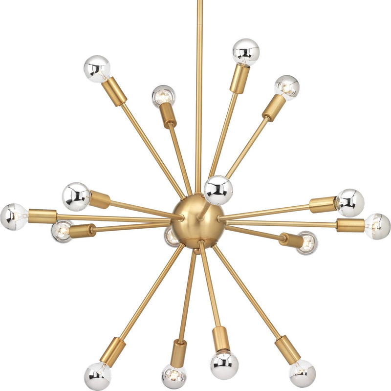 Progress P400041-109 Ion Collection Sixteen-Light Brushed Bronze Mid-Century Modern Chandelier Light Main Image.jpg