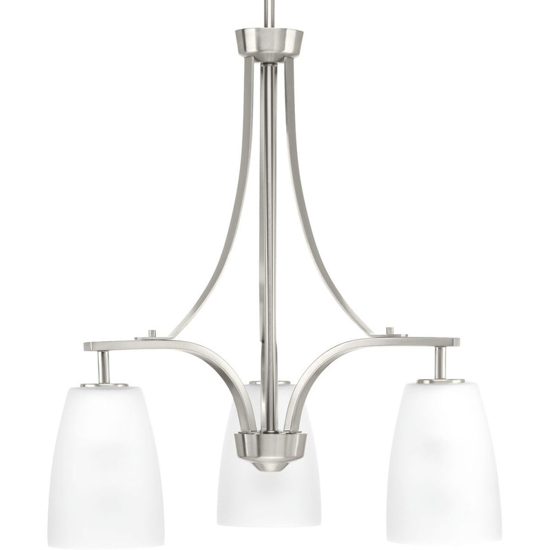 Progress P400042-009 Leap Collection Three-Light Brushed Nickel Etched Glass Modern Chandelier Light Main Image.jpg