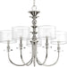 Progress P400049-104 Marche Collection Five-Light Polished Nickel Grey Mylar Shade Luxe Chandelier Light Main Image.jpg