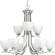 Progress P400064-009 Laird Collection Nine-Light Brushed Nickel Etched Glass Traditional Chandelier Light Main Image.jpg