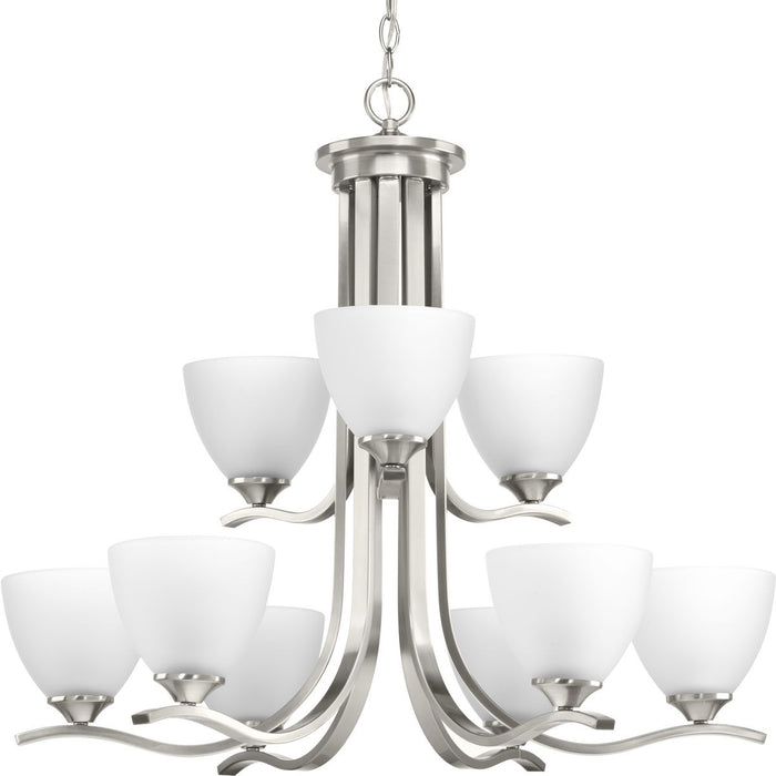 Progress P400064-009 Laird Collection Nine-Light Brushed Nickel Etched Glass Traditional Chandelier Light Main Image.jpg