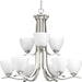 Progress P400064-009 Laird Collection Nine-Light Brushed Nickel Etched Glass Traditional Chandelier Light Main Image.jpg