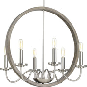 Progress P400081-009 Fontayne Collection Six-Light Brushed Nickel Farmhouse Chandelier Light Main Image.jpg